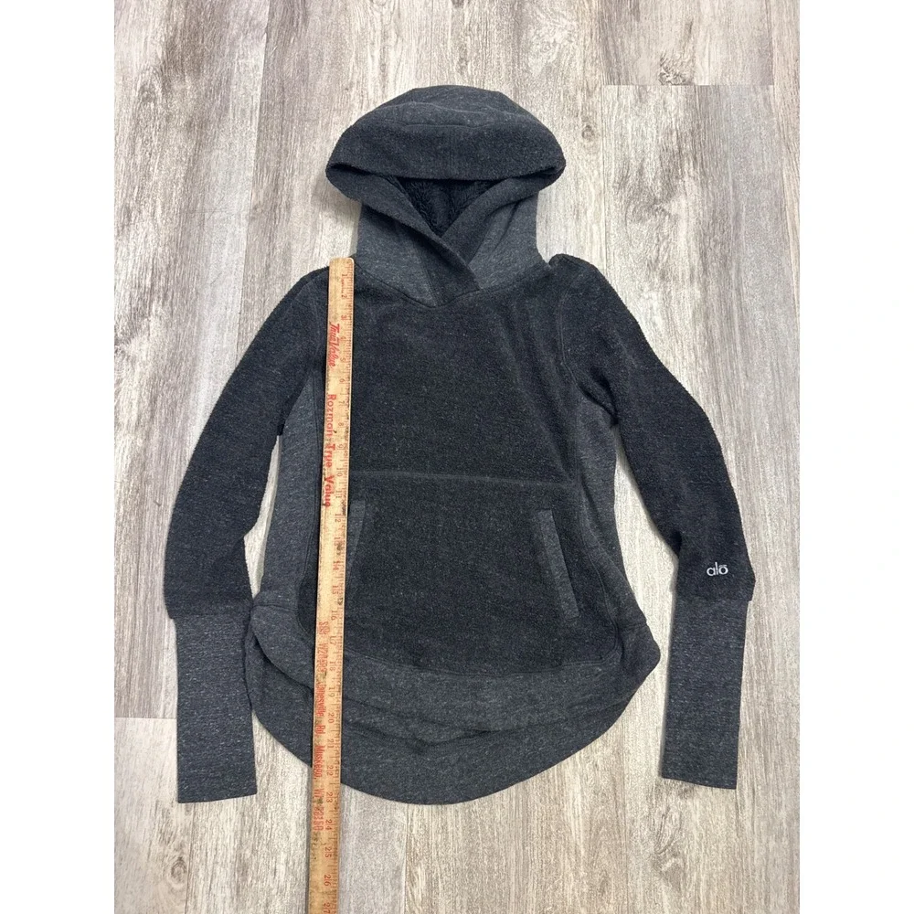 Alo Yoga Charcoal Grey Fleece Lined Hoodie Sweatshirt Women Size Small